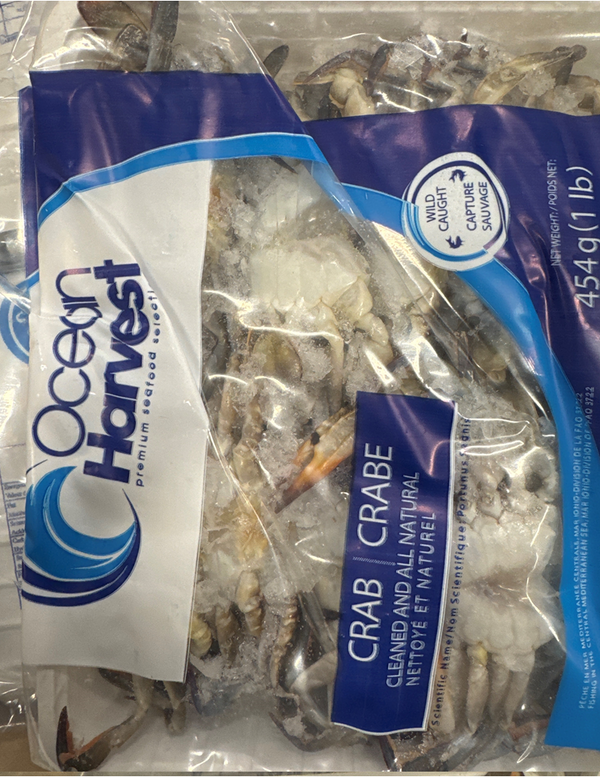 Crab (Blue), Medium, Whole, Cleaned, Frozen, Tunisia  (22 lb), 22 x 1 lb