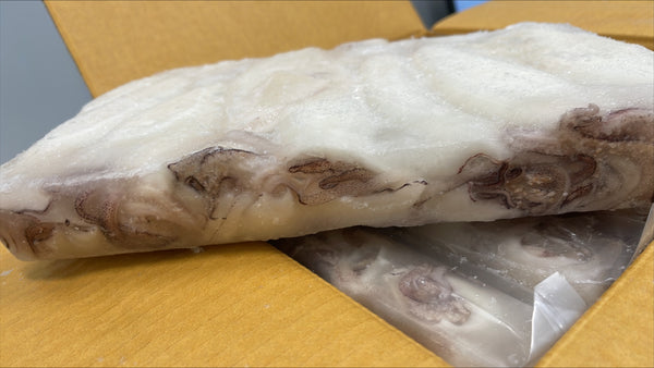 Squid, (Loligo For.), U10, Whole, Cleaned, Frozen, NW, 30 lb, 6 x 5 lb