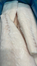 Halibut (Pacific), 3-5 lb, Fletches, Skinless, Boneless, Frozen, IQF, China, Treated, NW, 25 lb