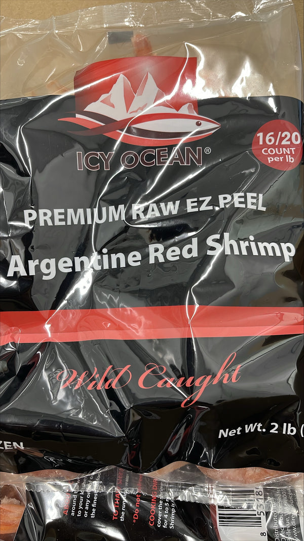 Crevettes, (rouges), 16-20, EZP, sauvages, congelées, NW, 20 lb, 10 x 2 lb