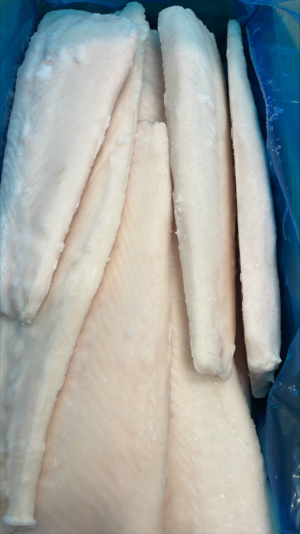 Halibut (Pacific),1-3 lb, Fletches, Skinless, Boneless, Frozen, IQF, China, NW, 25 lb