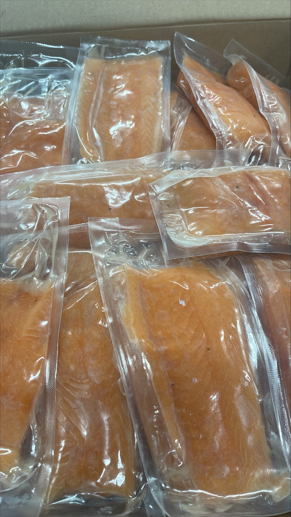 Salmon (Atlantic), 8 oz, Portions, Skinless, Boneless, Frozen, IVP, Norway, Sperrfish, NW, 10 lb