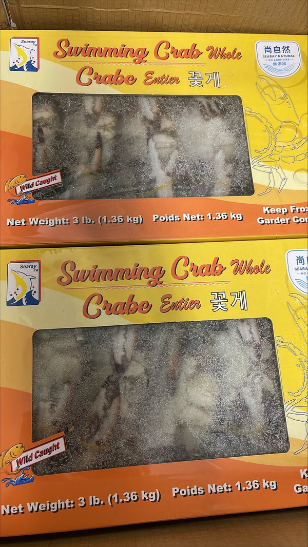 Crab (Swimming), 200-400, Whole, Cleaned, Frozen, China, NW,18 lb, 3x6 lb