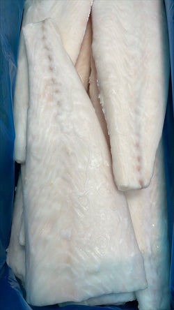 Halibut (Pacific), 3-5 lb, Fletches, Skinless, Boneless, Frozen, IQF, China, Treated, NW, 25 lb