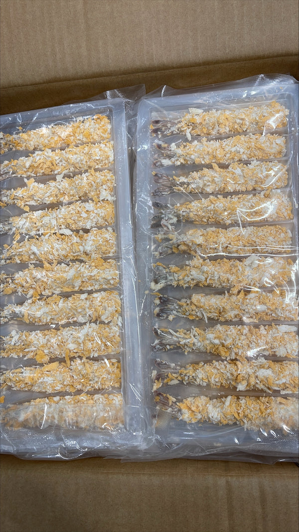 Crevettes, (blanches), 21-25, panées à la torpille, crues, surgelées, NW, 4 kg, 20 x 200 g